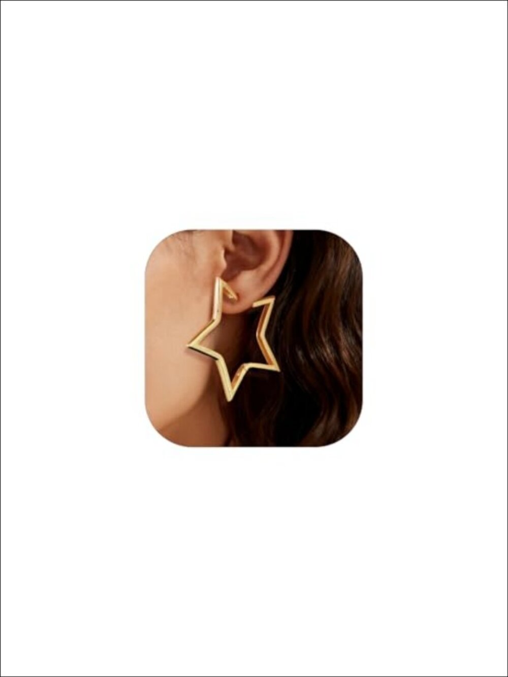 Star Hoop Earrings Hypoallergenic Brass Hoop Women's Jewelry